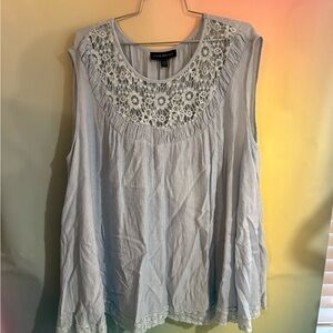 Lane Bryant Light Blue Sleeveless Blouse with Lace